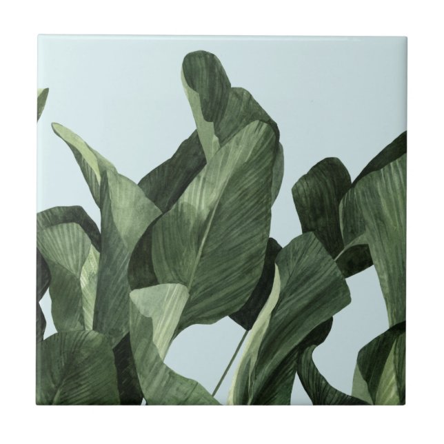 Celadon Palms Ceramic Tile (Front)