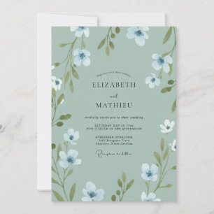 Celadon Petal Wedding Invitation