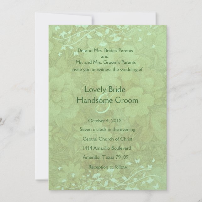 Celadon Vintage Floral Wedding Invitation (Front)