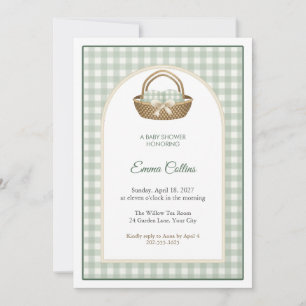 Celadon Windowpane Keepsake Baby Shower Invitation
