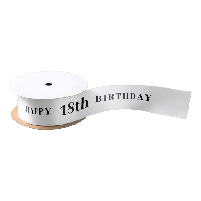 Celebrate 18: Joyful Birthday White Ribbon Satin Ribbon (Spool)