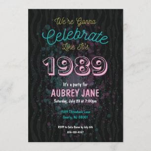 Celebrate 1989 Party Invitation - 1980s theme 5x7