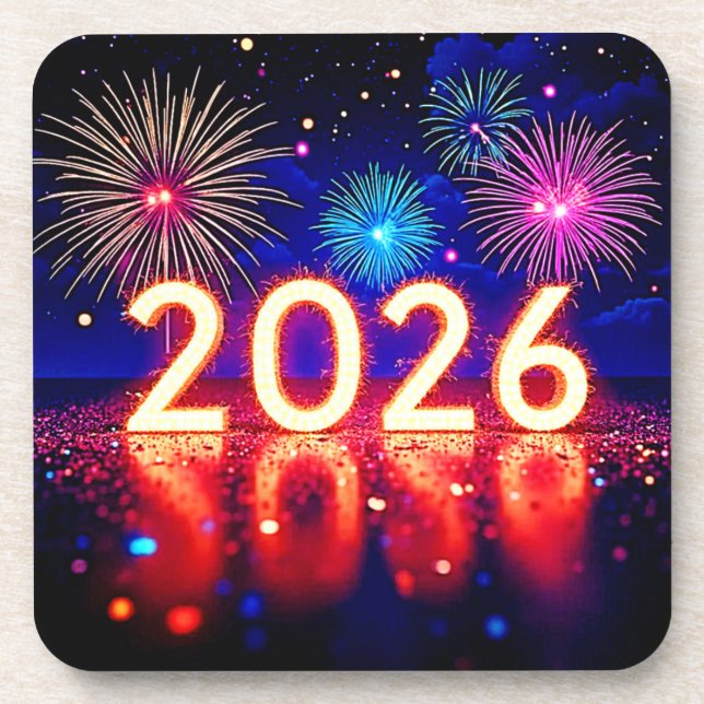 Celebrate 2026: Bright Future Spark Design  Coaster (Front)