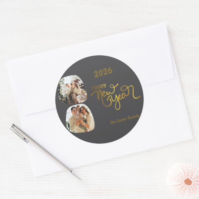 Celebrate 2026! Custom Happy New Year Sticker (Envelope)