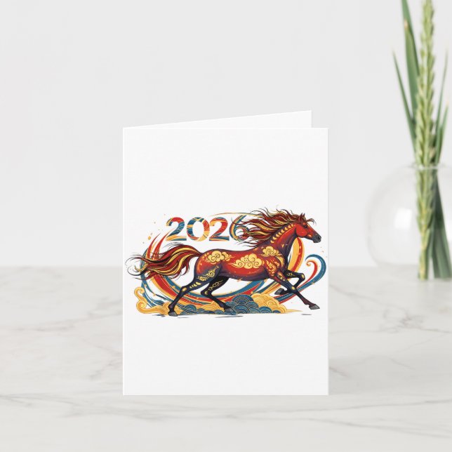 Celebrate 2026 Year Of The Horse Lunar New Year Te Card (Front)