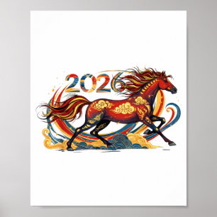 Celebrate 2026 Year Of The Horse Lunar New Year Te Poster