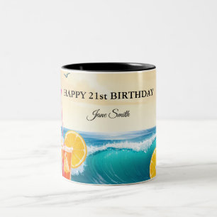 Celebrate 21st Birthday with Custom Two-Tone Coffee Mug