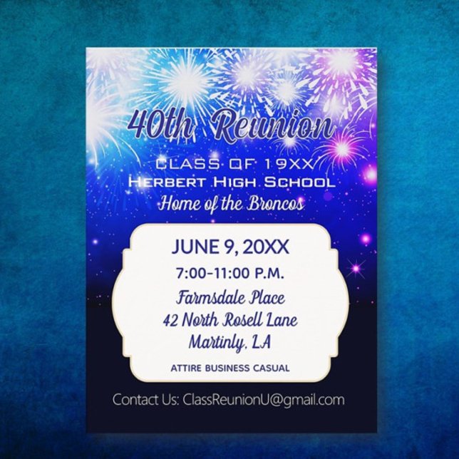 Celebrate!  40th Class Reunion Invitation  Postcard (Creator Uploaded)