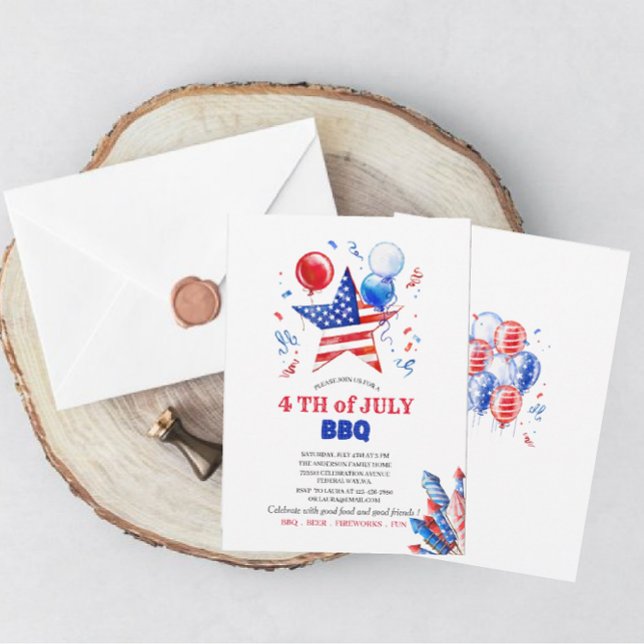 Celebrate 4th of july watercolor Invitation (Creator Uploaded)