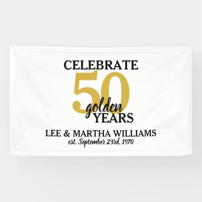 Celebrate 50 Golden Years 50th Wedding Anniversary Banner (Horizontal)