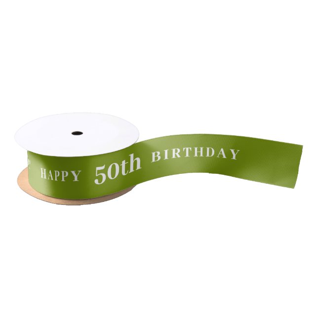 Celebrate 50: Joyful Birthday Green Ribbon Satin Ribbon (Spool)