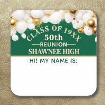 Celebrate! 50th Class Reunion name tag sticker