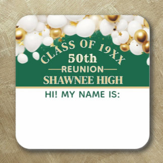 Celebrate! 50th Class Reunion name tag sticker