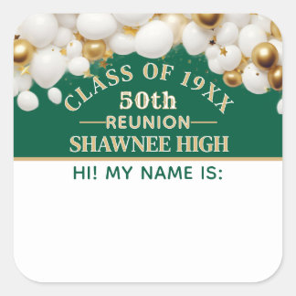 Celebrate! 50th Class Reunion name tag sticker