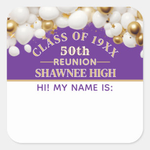 Celebrate! 50th Class Reunion name tag sticker