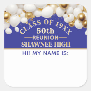 Celebrate! 50th Class Reunion name tag sticker