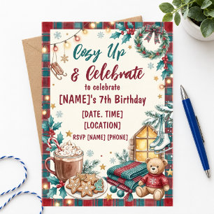 Celebrate 7th Birthday Winter Skating Party Hot Invitation