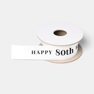 Celebrate 80: Joyful Birthday White Ribbon Satin Ribbon