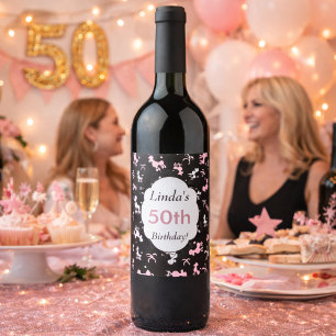 Celebrate a Birthday Milestone 50th Poodle Theme Wine Label