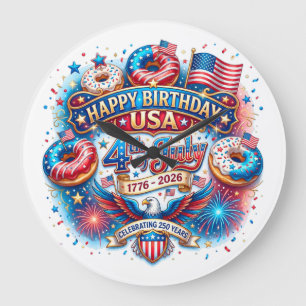 Celebrate America’s 250th birthday with doughnut Large Clock