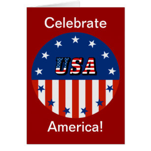 Celebrate America USA Flag Stars Holiday Card