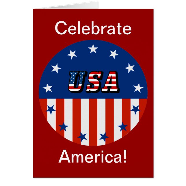 Celebrate America USA Flag Stars Holiday Card (Front)