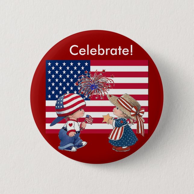 Celebrate American Flag 6 Cm Round Badge (Front)