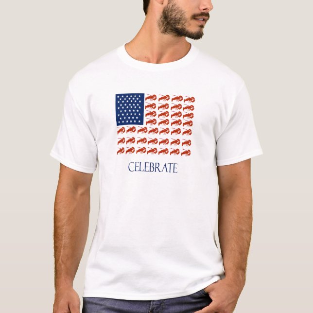 Celebrate American Flag Lobster T-Shirt (Front)
