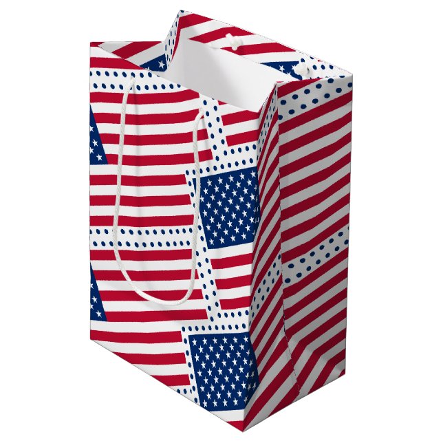 Celebrate American US Flag Medium Gift Bag (Front Angled)
