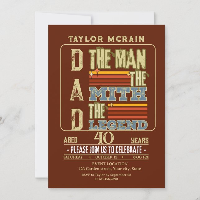 Celebrate Any Age: The Man, The Myth, The Legend  Invitation (Front)