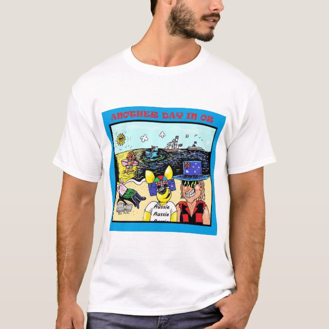 Celebrate Australia Day with humour - Mick and Hop T-Shirt (Front)