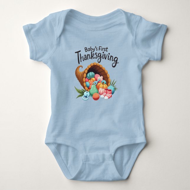 Celebrate Baby's First Turkey Day  Cute Cornucopia Baby Bodysuit (Front)
