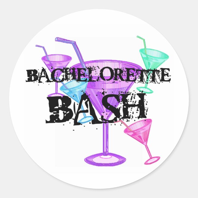 Celebrate Bachelorette Bash Classic Round Sticker (Front)