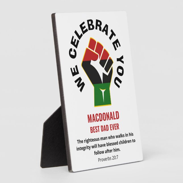 CELEBRATE BEST DAD EVER Custom Name Christian Plaque (Side)