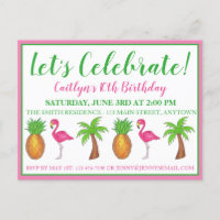 Celebrate Birthday Flamingo Palm Tree Pineapple