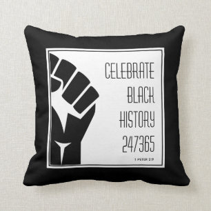 CELEBRATE   BLACK HISTORY 247365 Power Fist Custom Cushion