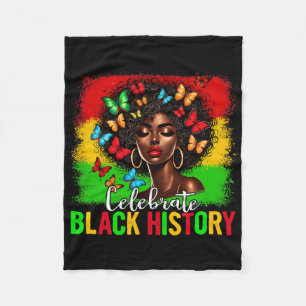 Celebrate Black History African Afro Butterfly Jun Fleece Blanket