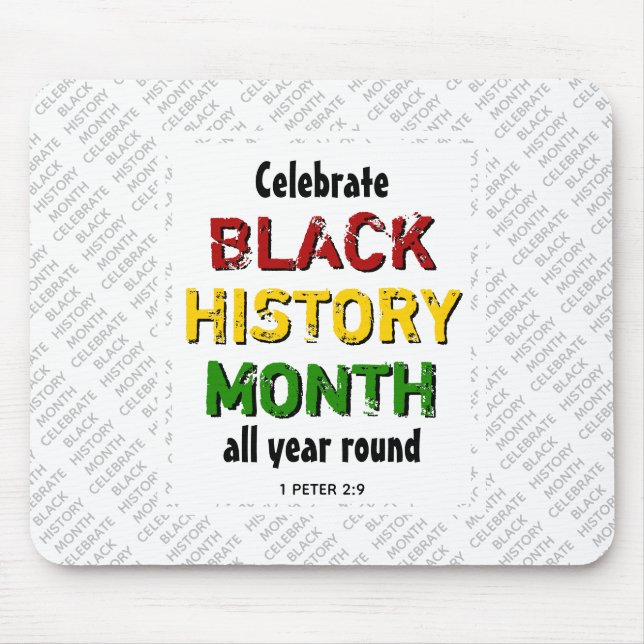 Celebrate Black History Month BHM Scripture White Mouse Pad (Front)