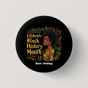 Celebrate Black History Month Honour Afro American 3 Cm Round Badge