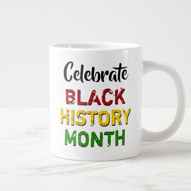 Celebrate Black History Month Monogram Large Coffee Mug (Right)