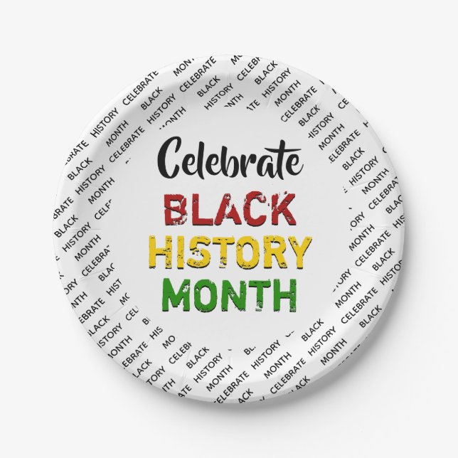 Celebrate Black History Month Paper Plate (Front)