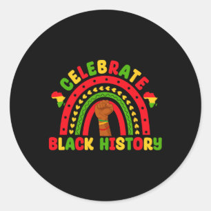 Celebrate Black History Month Rainbow Hand Fist Me Classic Round Sticker