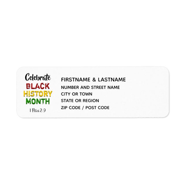Celebrate Black History Month Return Address Label (Front)