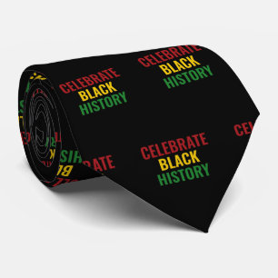 CELEBRATE BLACK HISTORY Red Yellow Green BHM Tie