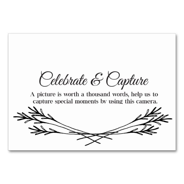 Celebrate & Capture Placecards Table Number (Front)