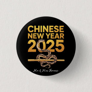 Celebrate Chinese New Year 2025 Year Of Snake 3 Cm Round Badge