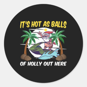 Celebrate Christmas In July Funny Beach Christmas  Classic Round Sticker