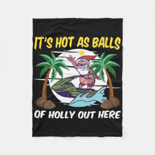 Celebrate Christmas In July Funny Beach Christmas Fleece Blanket