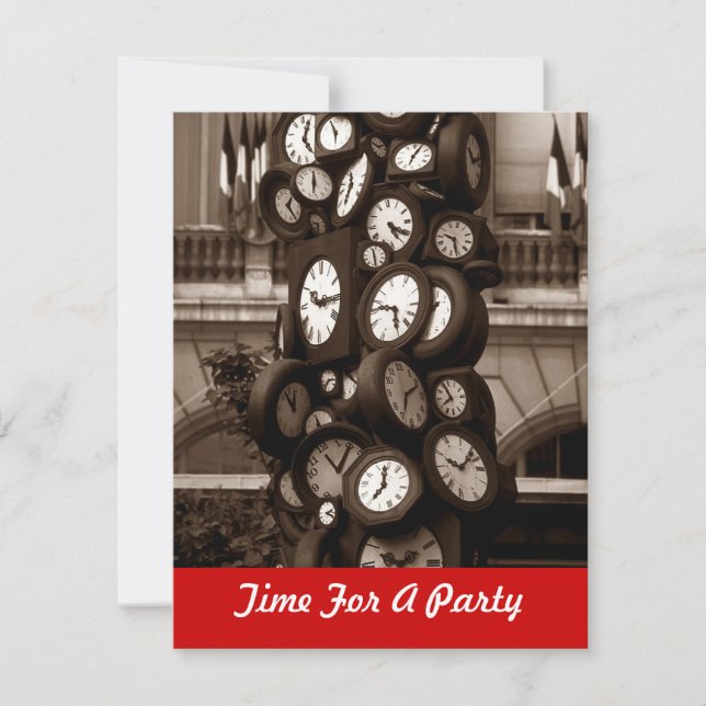 Celebrate Clocks Clock Time For A Party Invitation (Front)