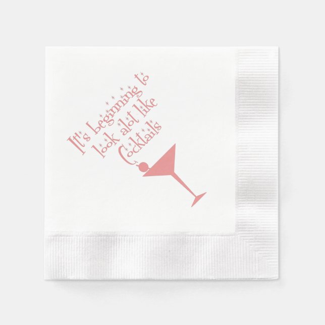 Celebrate Cocktails Retro 50s Style Pink Napkin (Front)